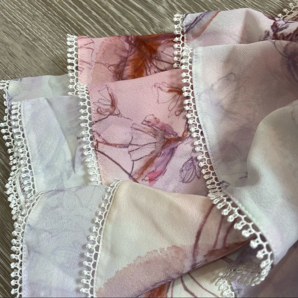 Floral Ruffle Off-Shoulder Crop Top - Pink Multi - Picture 8 of 9